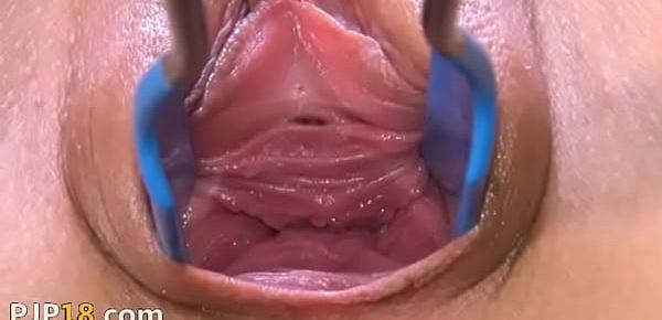  Deep gyno toys in her nasty cunt hole